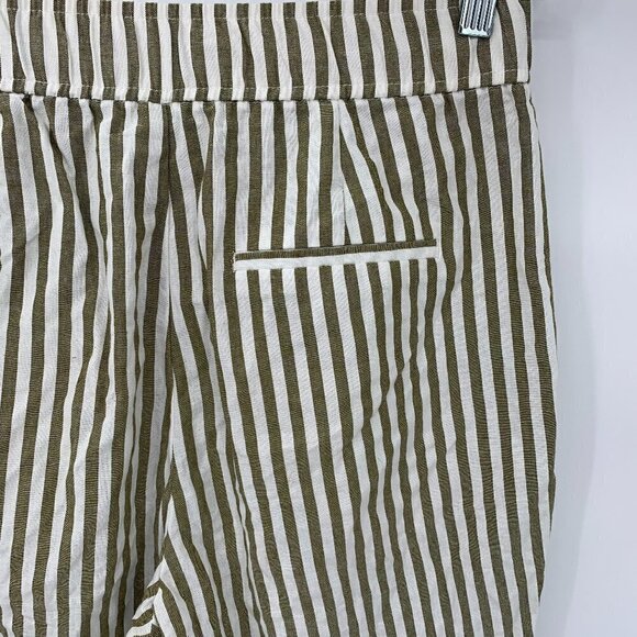 Zara Green Striped Trousers Pants With Tie Belt S - Picture 8 of 9